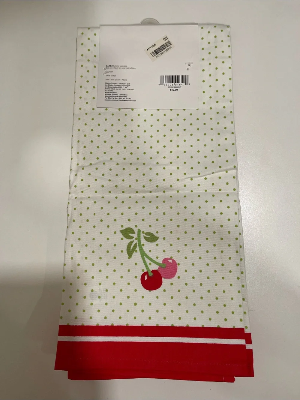 Martha Stewart Cherry Dot Cotton Kitchen Towels - Red, Green, White
